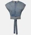 Alaïa Alaia Faded Blue Cotton Belted Top In Blue
