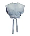 Alaïa Alaia Faded Blue Cotton Belted Top In Blue