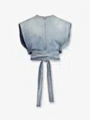 Alaïa Alaia Faded Blue Cotton Belted Top In Blue