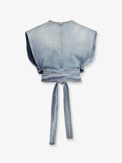 ALAÏA BELTED DENIM TOP