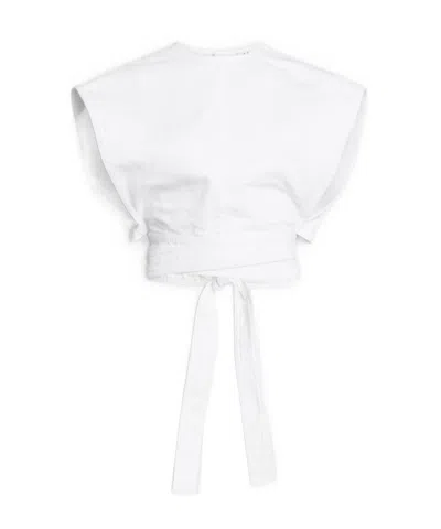 Alaïa Belted Denim Top In White