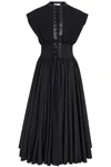 Alaïa Leather-trimmed Cotton Maxi Dress In Multicolor