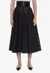 Alaïa Belted Flared Midi Skirt In Black