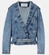 Alaïa Belted Hooded Denim Jacket In Blue