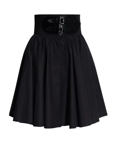Alaïa Belted Japanese Cotton Skirt In Black