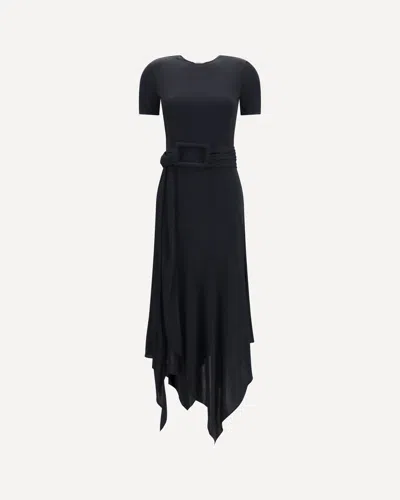 Alaïa Belted Jersey Dress In Black
