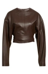 Alaïa Belted Leather Top In Brown