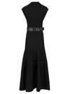Alaïa Belted Leather-trimmed Wool-blend Turtleneck Midi Dress In Black