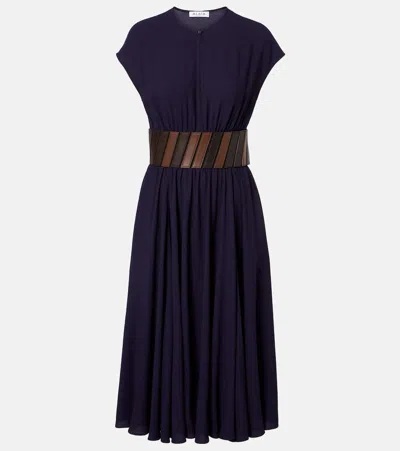 Alaïa Belted Midi Dress In Blue