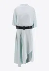 Alaïa Asymmetric Draped Leather-trimmed Cady Midi Dress In Green
