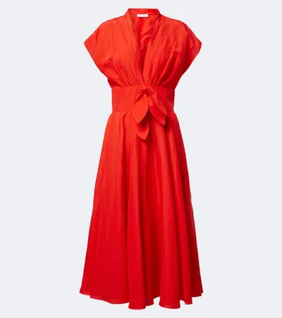 Alaïa Knotted Linen-blend Midi Dress In Orange
