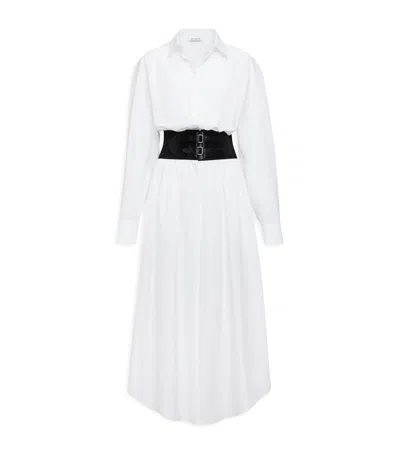 Alaïa Belted Cotton Shirtdress In White