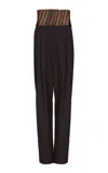 Alaïa Belted Wool Straight-leg Pants In Brown
