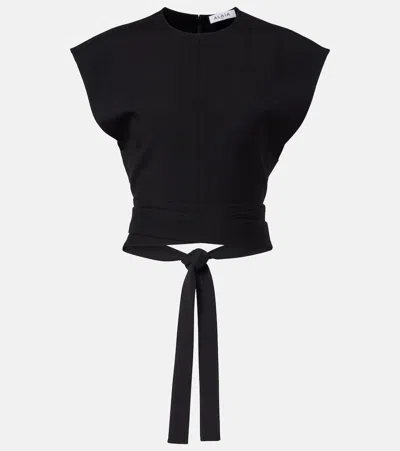 Alaïa Belted Wool Top In Black