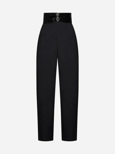 Alaïa Belted Wool Trousers In Black