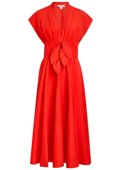 Alaïa Belted Woven Midi Dress In Red
