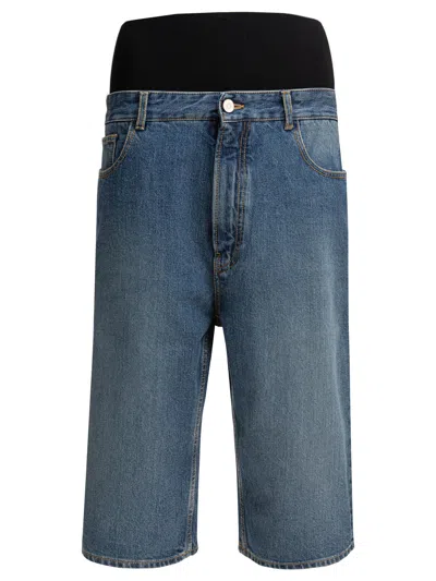 Alaïa Bermuda Shorts With Knit Belt In Blue