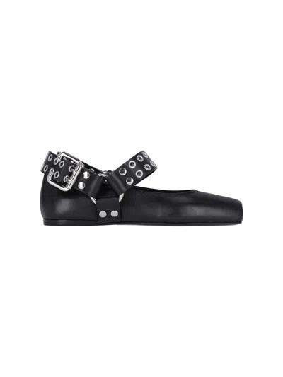 Alaïa Biker Ballet Flats In Black