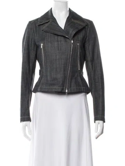 Pre-owned Alaïa Biker Jacket In Blue