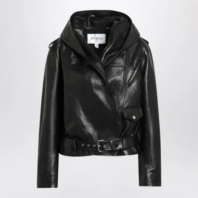 Alaïa Biker Jacket With Hood In Black