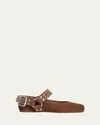 Alaïa Biker Suede Ballerina Flats