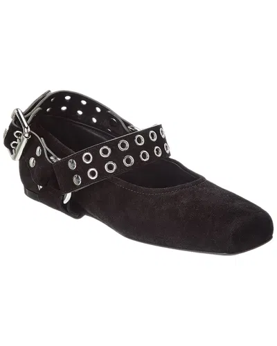 Alaïa Biker Suede Ballet Flat In Black