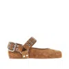 Alaïa Motorcycle-inspired Studded Suede Ballet Flats In Brown