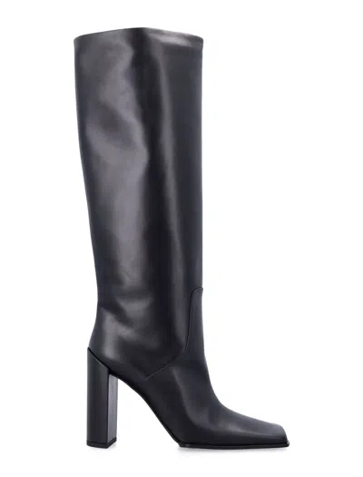Alaïa Alaia Black 90 Calf Leather Knee Boots In Blue