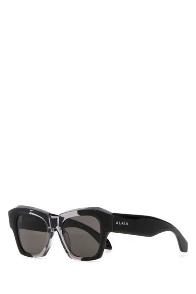 Alaïa Alaia Black Grey Acetate Sunglasses In Metallic
