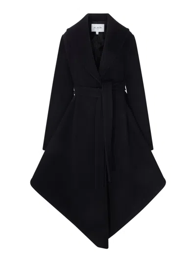 Alaïa Black Asymmetric Coat With Belt