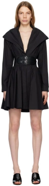 Alaïa Black Belted Miniskirt In 999 - Noir