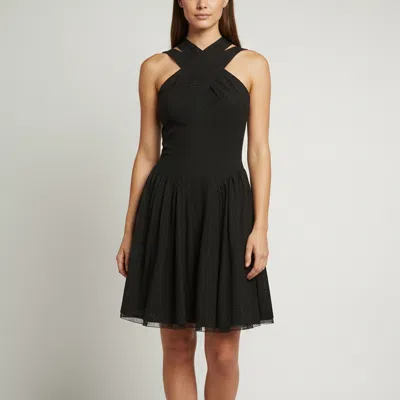 Pre-owned Alaïa Black Broderie Anglaise Cotton Fit And Flare Mini Dress L