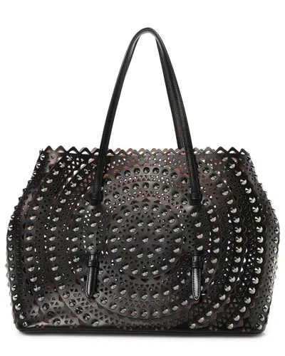 Alaïa Black Calfskin Lamb Leather Laser Cut Studded Mina 32 Tote (authentic  Pre-loved)