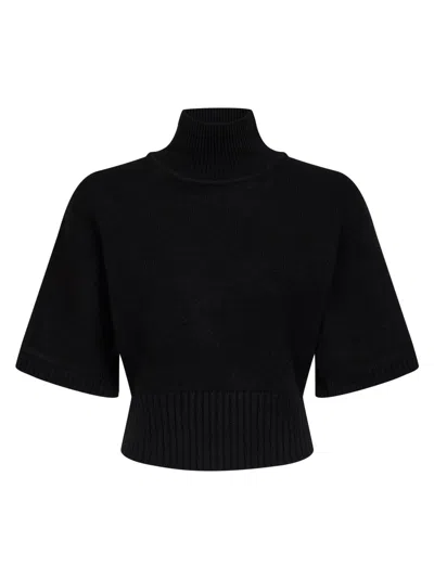 Alaïa Black Cashmere Knit High Neck Sweater