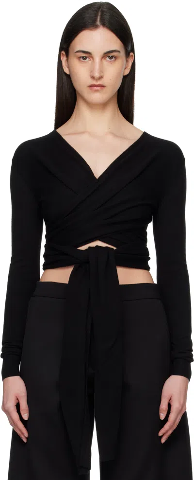Alaïa Black Cashmere Wrap Sweater