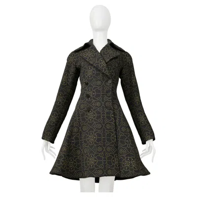 Pre-owned Alaïa Alaia Black Coat With Metallic Gold Embroidery