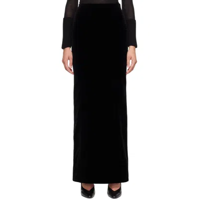 Alaïa Black Column Velvet Maxi Skirt