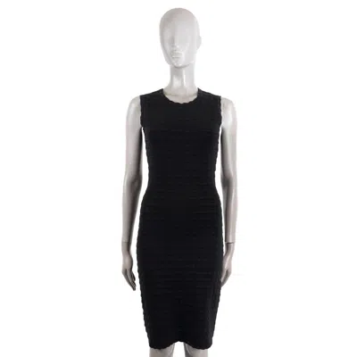 Pre-owned Alaïa Alaia Black Cotton Blend Scalloped Jacquard Knit Dress Xs