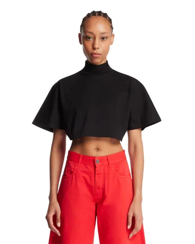 Alaïa Black Cotton Cropped T-shirt