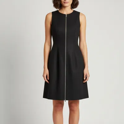 Pre-owned Alaïa Black Cotton Pique Zipper Fit & Flare Mini Dress L