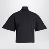Alaïa Alaia Black Cotton Turtleneck Top Women In Blue