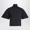 Alaïa Alaia Black Cotton Turtleneck Top Women In Blue