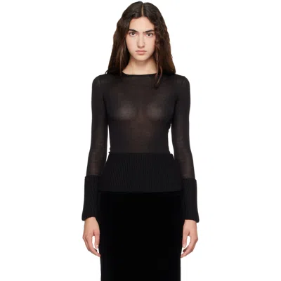 Alaïa Black Crewneck Wool Sweater In 995 - Noir Alaia
