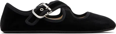 Alaïa Black Criss Cross Velvet Ballerina Flats