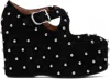 Alaïa Suede Studded Criss-cross Wedges 110 In 999 - Noir