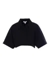 Alaïa Womens Noir Alaia Crop Short-sleeves Knitted Polo Top