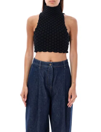 Alaïa Black Cropped High Neck Top
