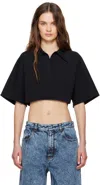 Alaïa Womens Noir Alaia Crop Short-sleeves Knitted Polo Top In 995 - Noir Alaia