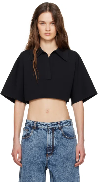 ALAÏA BLACK CROPPED POLO