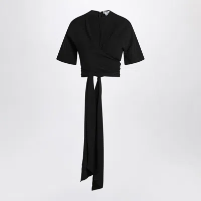 ALAÏA ALAIA  BLACK CROSSED TOP IN VISCOSE JERSEY